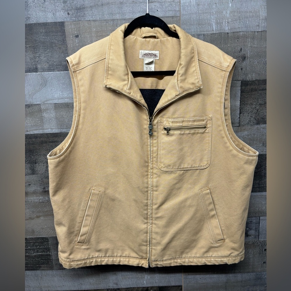 LL Bean Katahdin Iron Works Canvas Wool Blanket Lined Field Vest XXL Reg